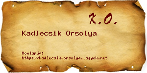 Kadlecsik Orsolya névjegykártya