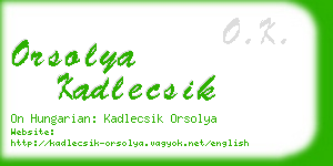 orsolya kadlecsik business card